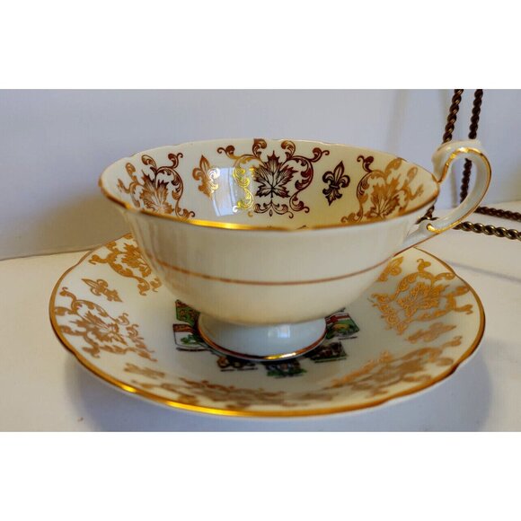 Vintage Paragon Cup & Saucer Canadian Provinces Coats of Arms 1960's  set of 2 - Picture 8 of 12